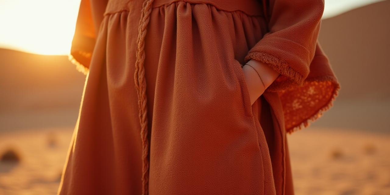 Nærbilde av håndlaget tekstil i ørkenlandskap